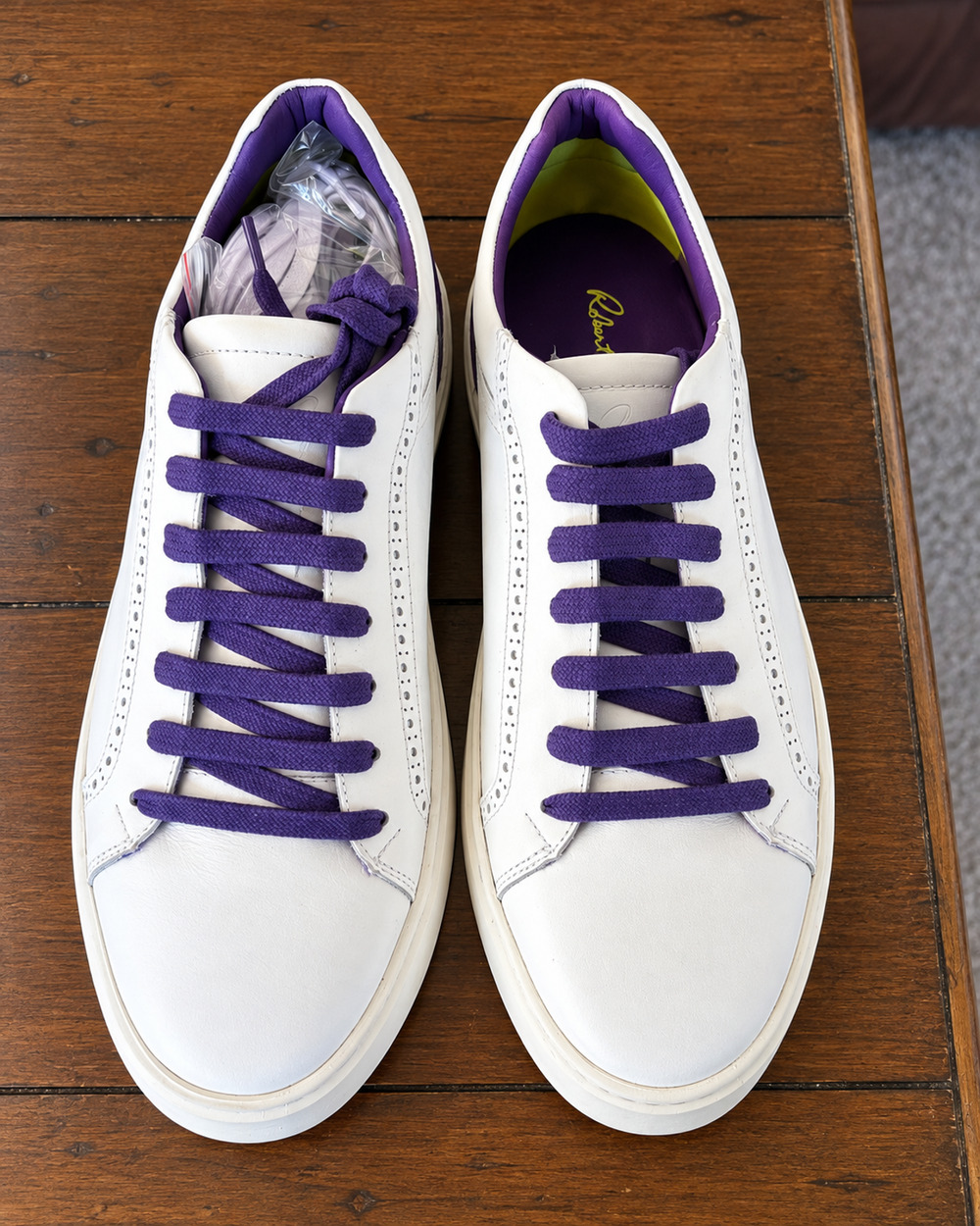 Robert Graham The Nightcap Sneakers White Purple Leather Men 9